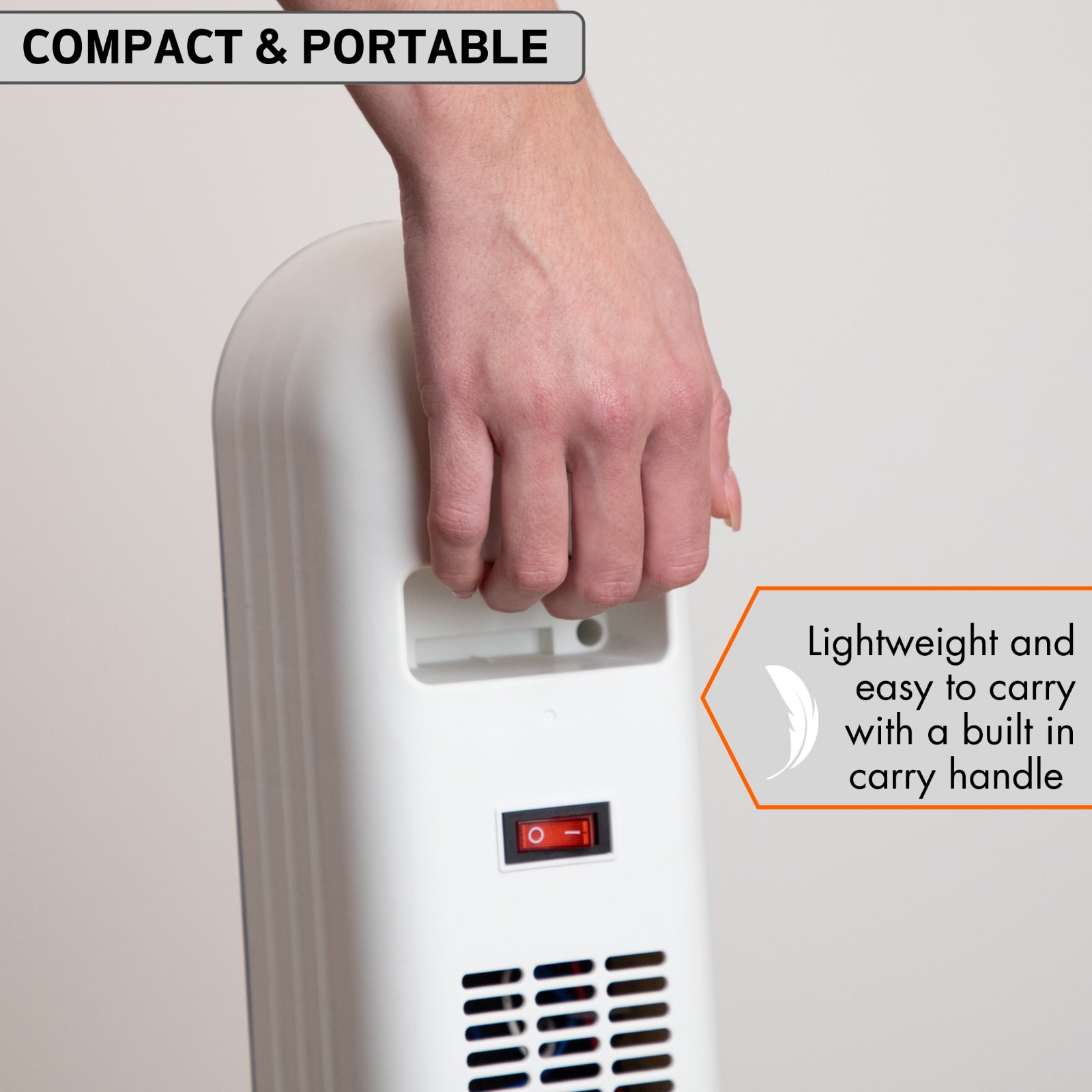 Electric Heater Energy Efficient, Ceramic Tower Fan, Silent, by Nuovva