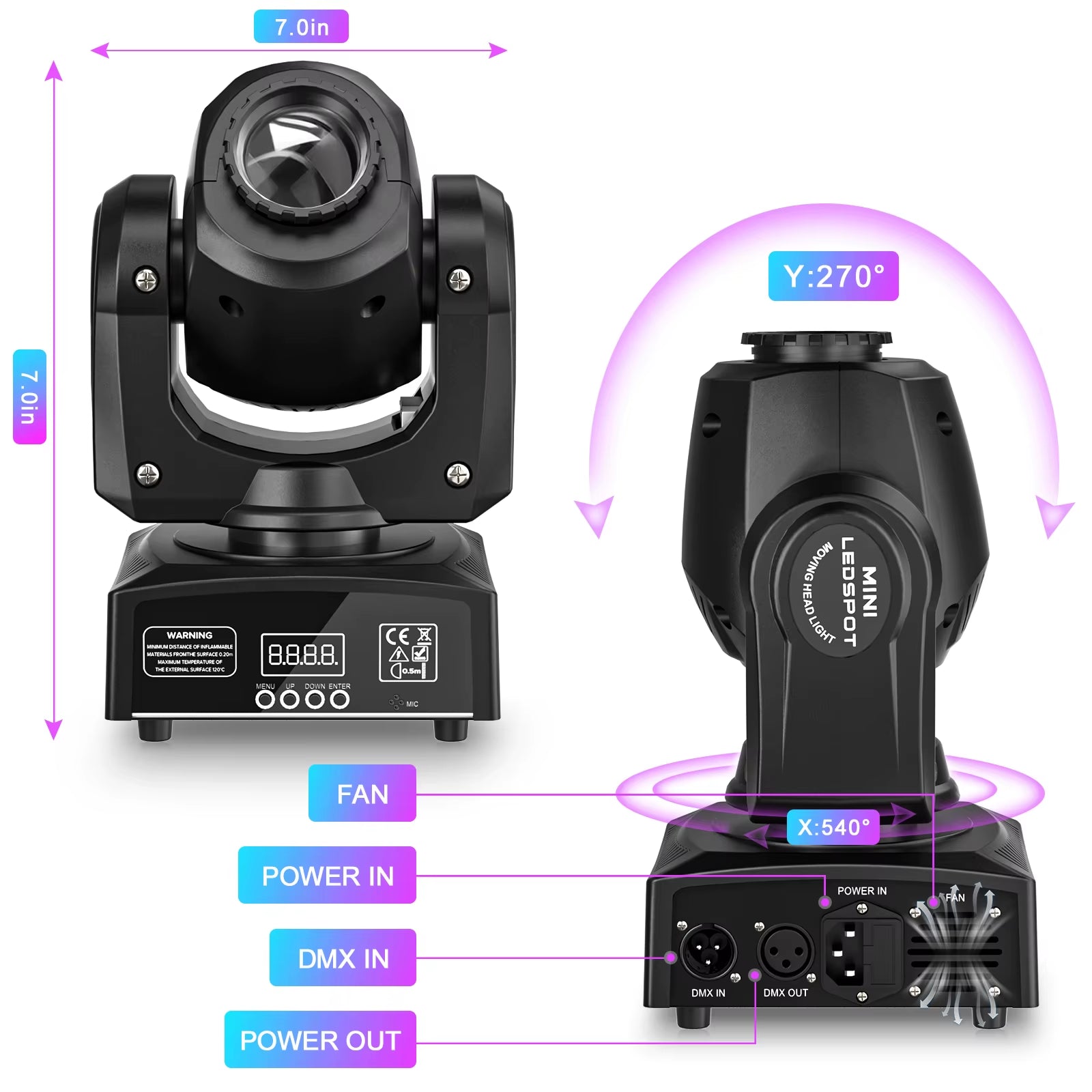 2PCS Moving Head Light Gobo RGBW 